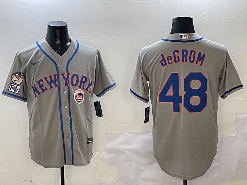 Men New York Mets 48 Degrom Grey Game 2025 Nike MLB Jersey style 4